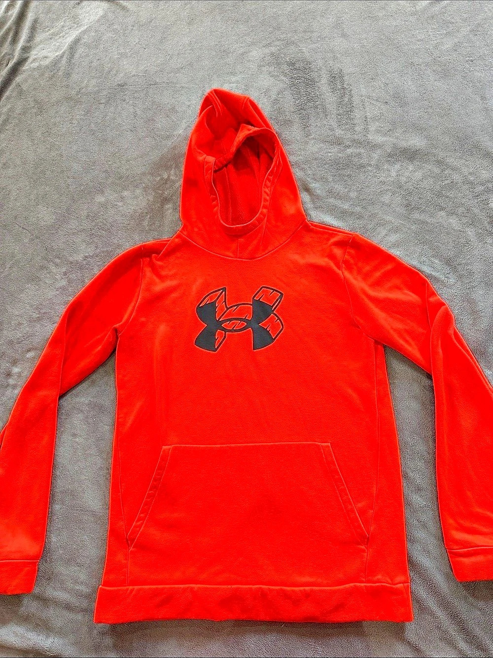 Under Armour Boys' Logo Emboss Fleece Hoodie Kids Orange & Black Hoodie XL